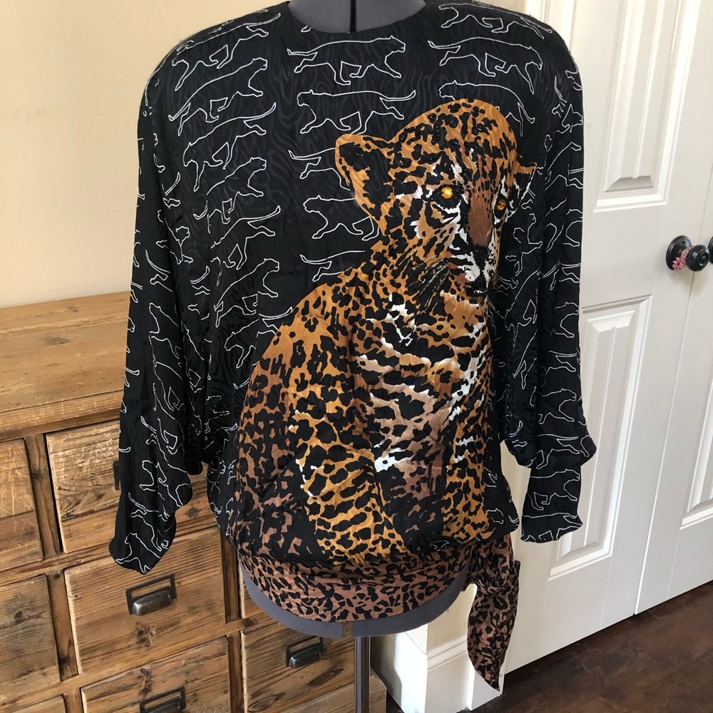 Vintage FINE FEATHERS Cougar Silk Blouse  10